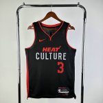 Maillot de Basket #3 Wade Miami Heat 23-24 city Noir Imprimé